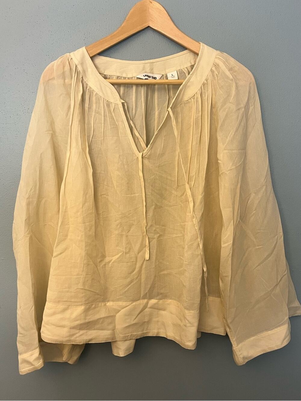 Lands' End Boho Tie-Front Peasant Blouse